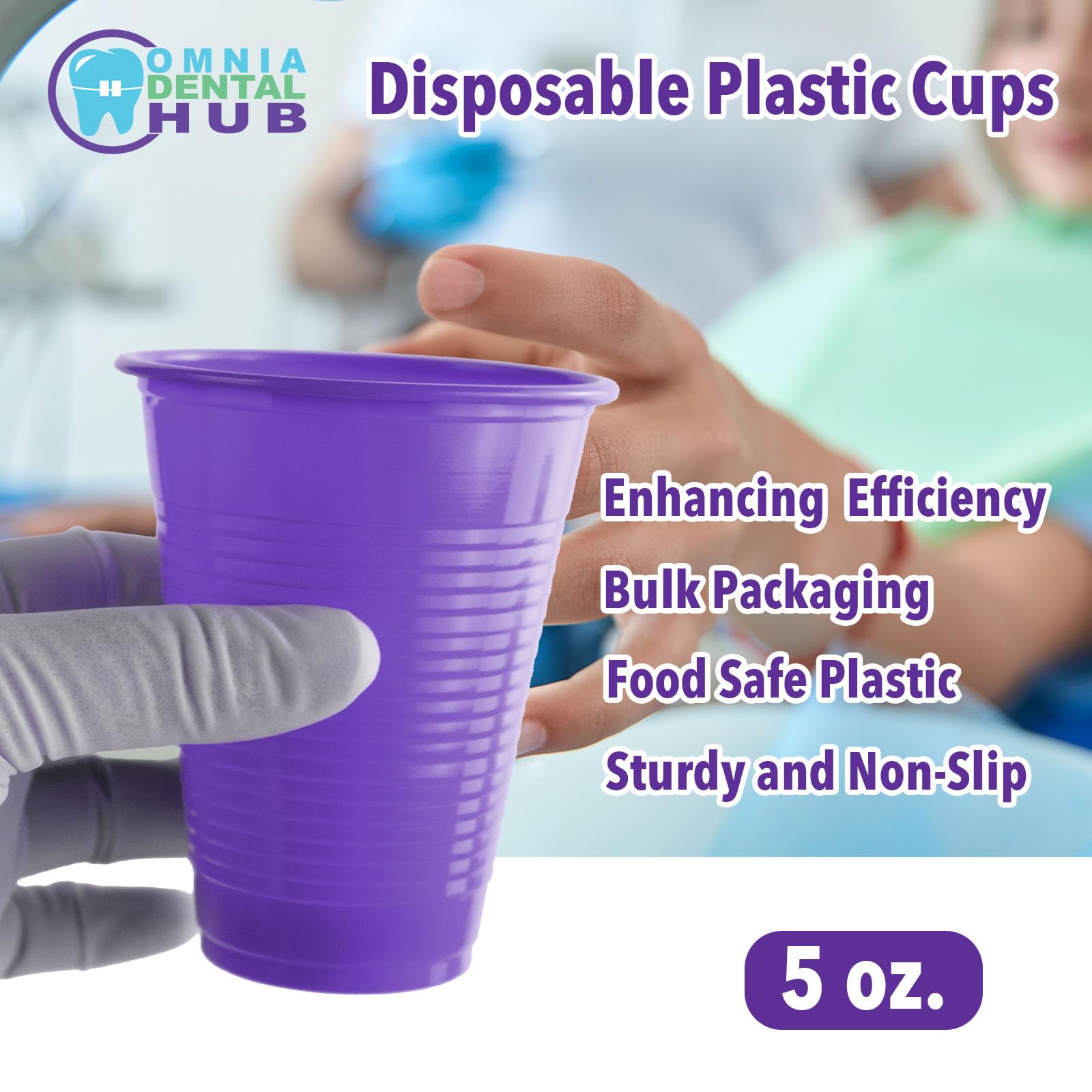 1000 PCs Dental Grade Disposable 5oz by OMNIA ONE | Purple Plastic Drinking & Rinsing Cups - Sturdy & Durable Unisex Dental Cups