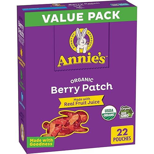Annie's Organic Berry Patch Bunny Fruit Flavored Snacks, Gluten Free, Value Pack, 22 Pouches, 15.4 oz
