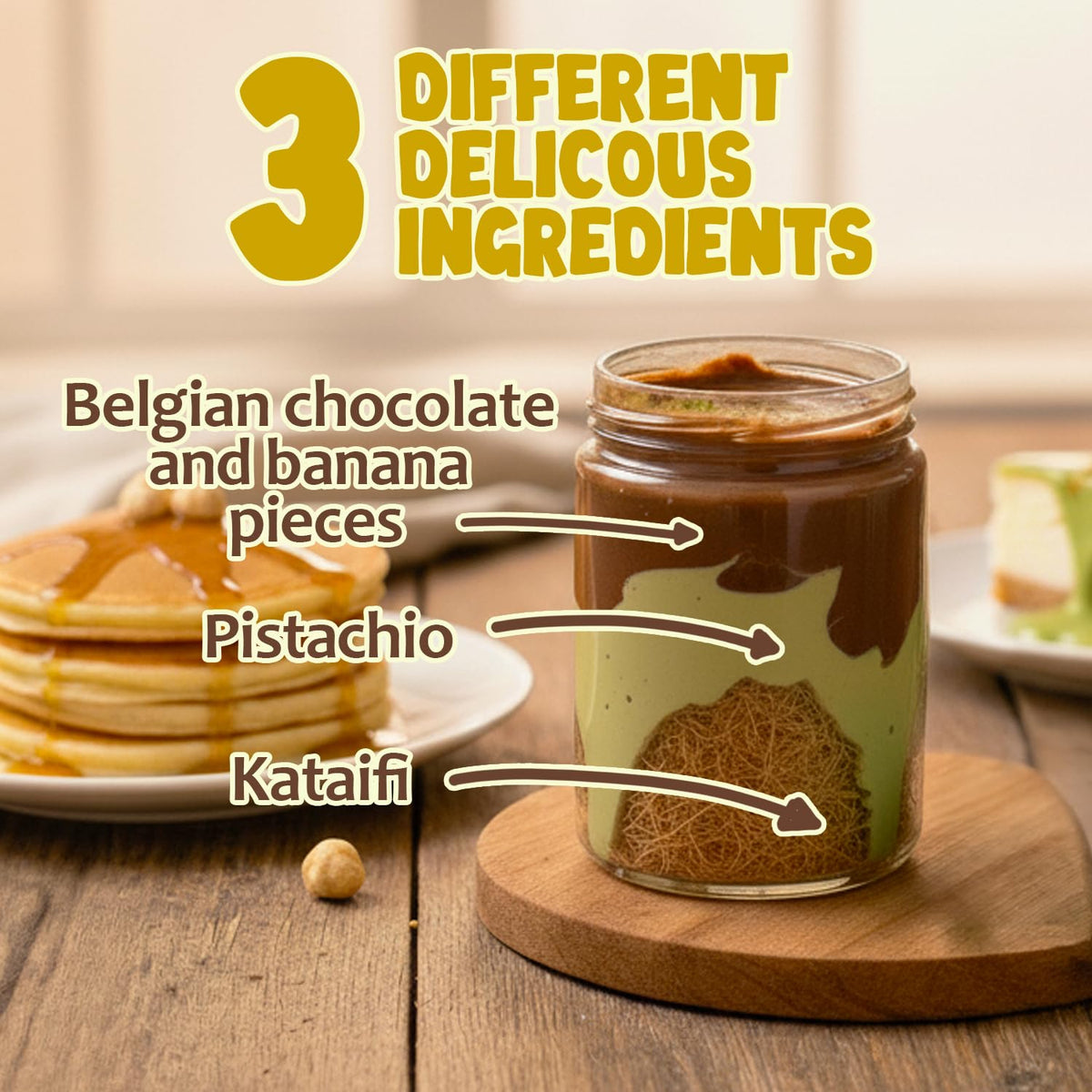 Dubai Spreadable Chocolate with Freeze-Dried Banana - Premium Pistachio Spread with Roasted Phyllo - Gourmet Breakfast Chocolate - 275g (9.7 oz) Jar
