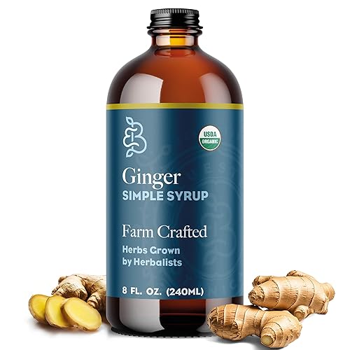 Bluestem Botanicals Organic Ginger Simple Syrup, Mothers Day Gift Ideas, 8 oz, Cocktail and Mocktail Mixer for Drinks, Non-Alcoholic