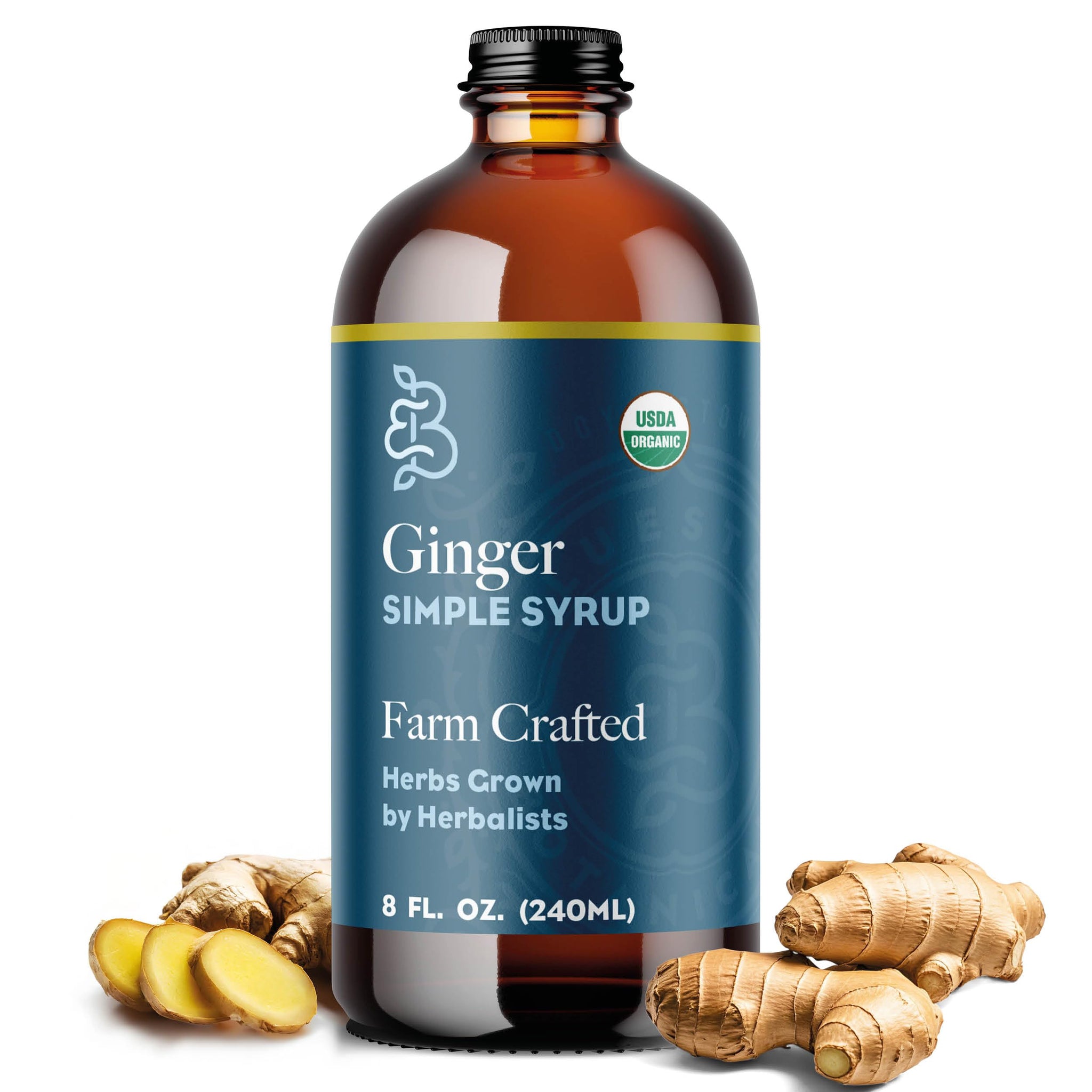 Bluestem Botanicals Organic Ginger Simple Syrup, Mothers Day Gift Ideas, 8 oz, Cocktail and Mocktail Mixer for Drinks, Non-Alcoholic