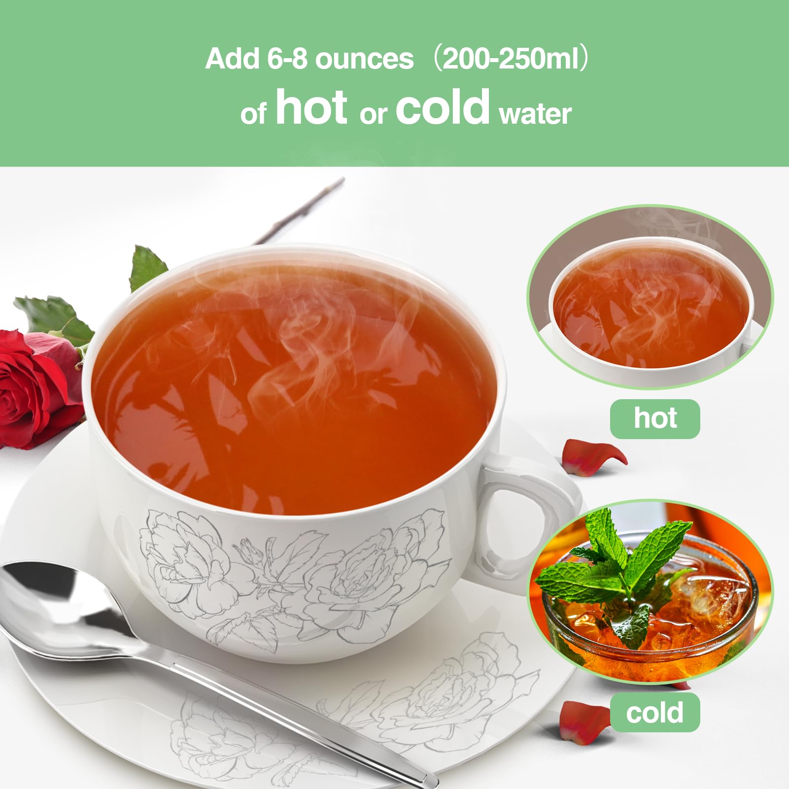 Taiping HK Rose Instant Green Tea Classic-100% Tea Leaves 30 Single Serve Stick Packs Unsweetened No Additives On-the-Go for Travel, Work, Outdoors