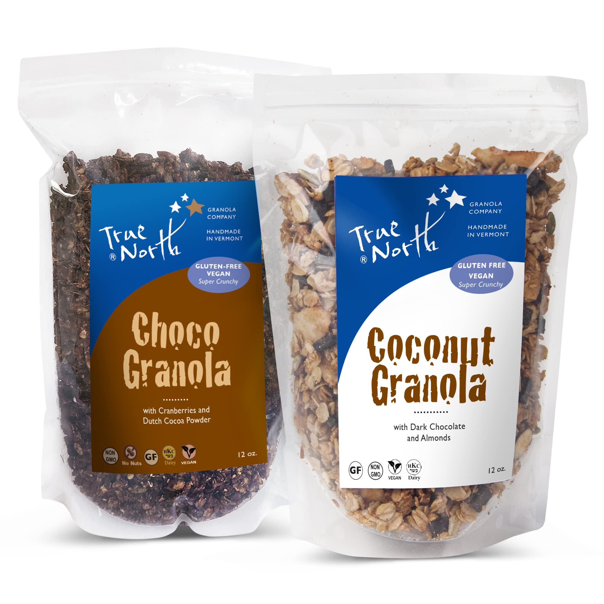 True North Granola - Chocolate Granola Variety Pack - Chocolate & Coconut Granola, All Natural, Non-GMO, 12 oz. (Pack of 2)