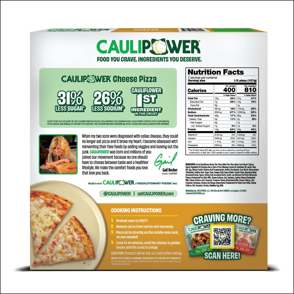 CAULIPOWER Cheese Lovers Stone-Fired Cauliflower Crust Pizza, 11.1 Oz (Pack of 1)