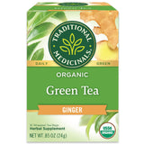 Traditional Medicinals Tea, Organic Green Tea Ginger - Promotes Healthy Digestion, Occasional Nausea & Indigestion Relief - Kosher, Non-GMO - 16 Tea