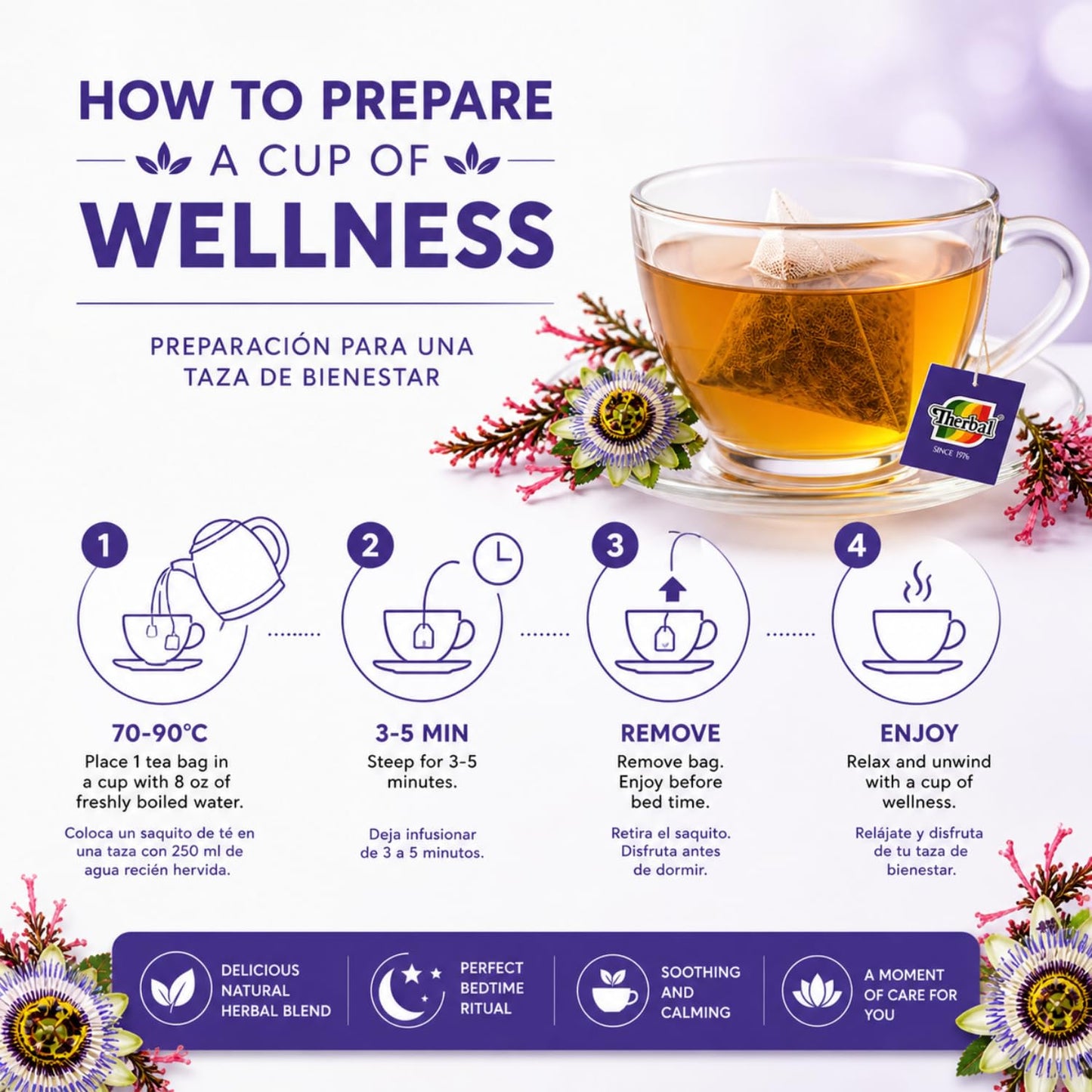 Tila, Valerian, Orange Blossom & Alfalfa Tea - Natural Sleep Aid & Relaxation - 20 Tea Bags - Dormir Bien