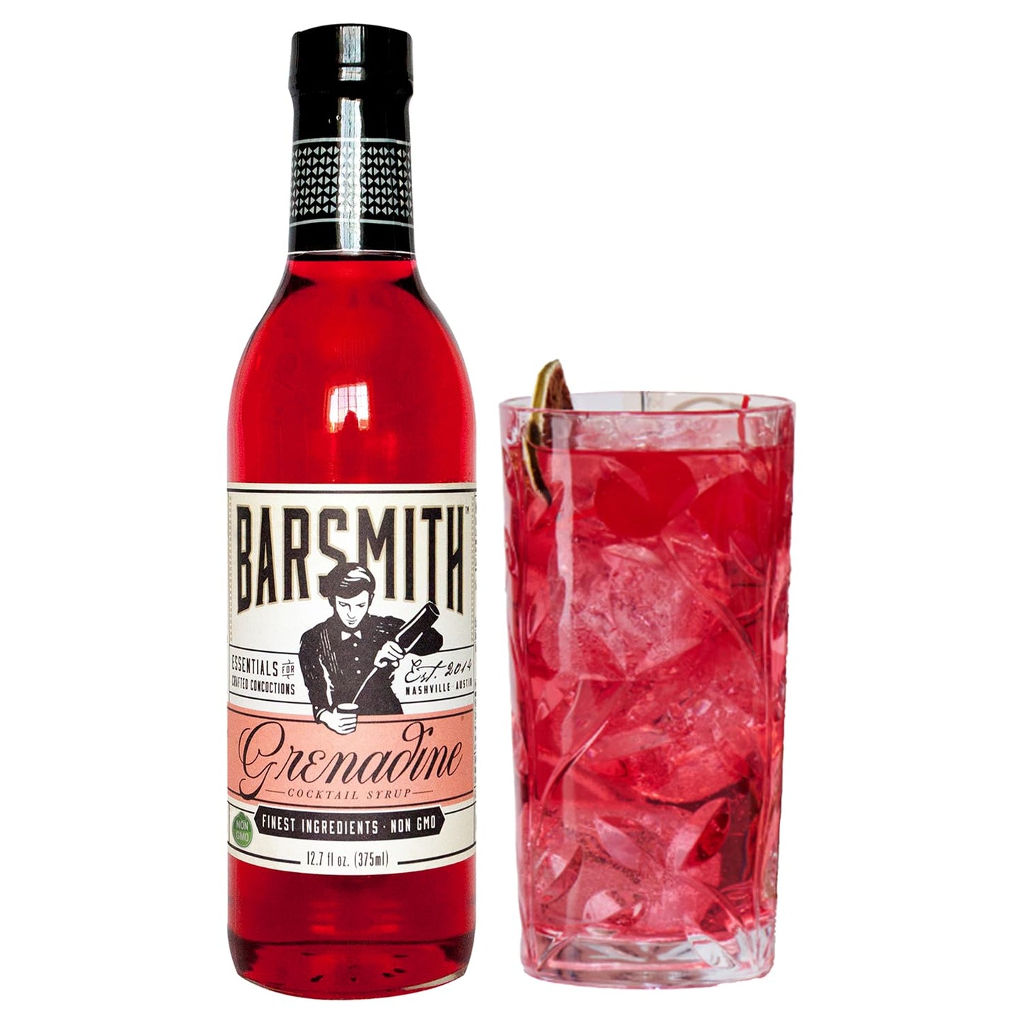Barsmith Bar Essentials Grenadine Syrup - Sweet Cherry and Pomegranate Notes - No Artificial Flavors & Non-GMO Cocktail Mixer - Ideal for Shirley