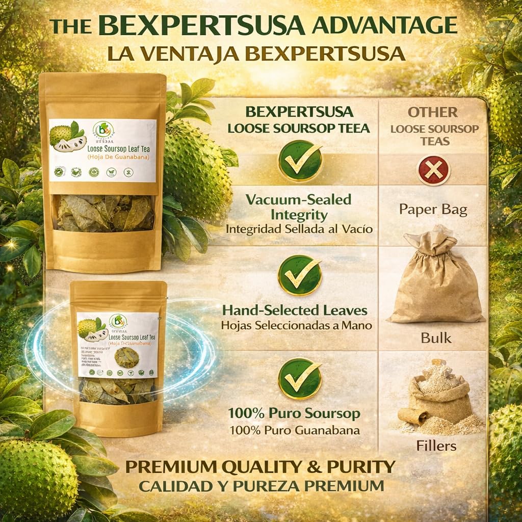 Guanábana (Soursop) Herbal Tea - 3.5 oz (100 g) Dried Leaves - 100% Natural, Vegan, Non-GMO, Sugar-Free, Caffeine-Free - Antioxidant-Rich Herbal