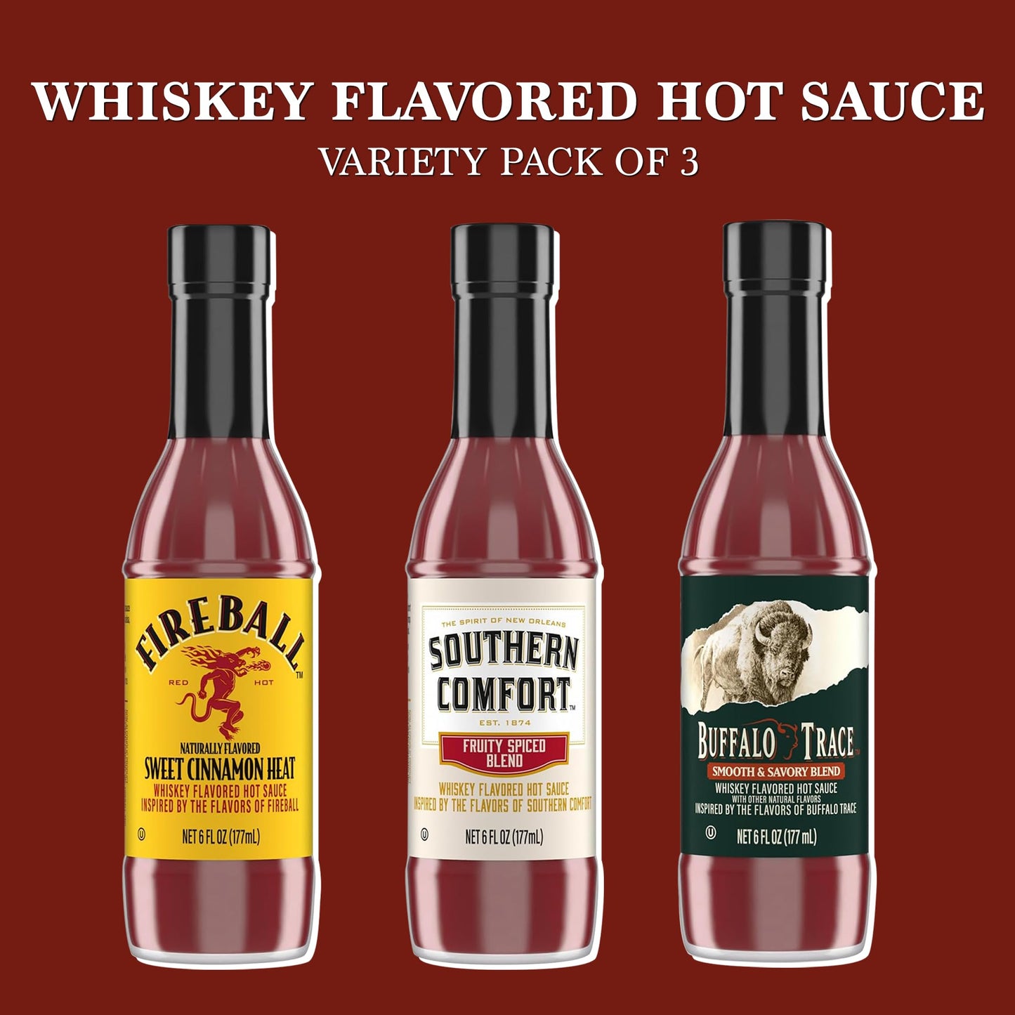 Bourbon Whiskey Flavored Hot Sauce Gift Basket Variety 3 Pack by Rebel Smuggling Galactic Emporium
