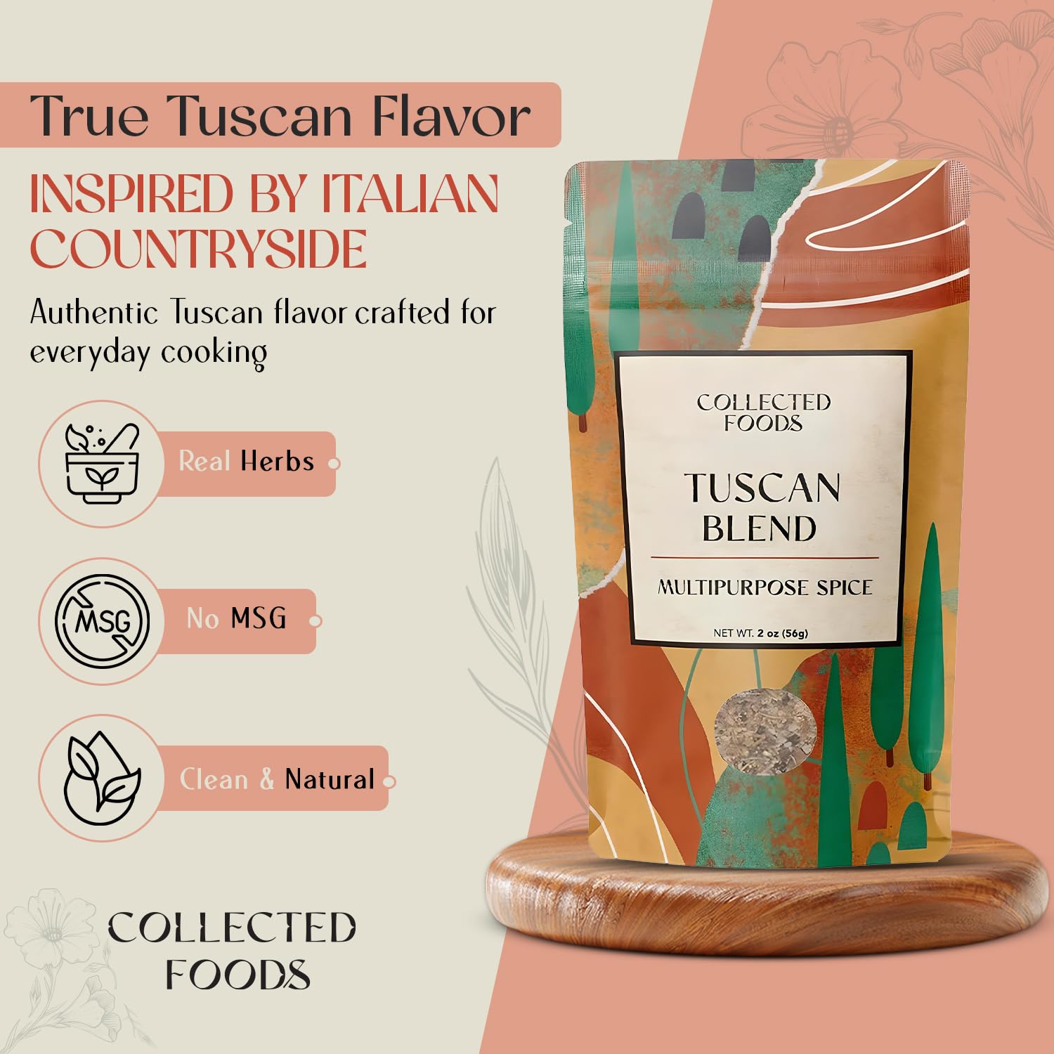 Collected Foods Italian Tuscan Seasoning | All-Natural Spice Blend | Small Batch Mix for Grilling, Pasta, Vegetables, Dressings & Olive Oil Dipping |