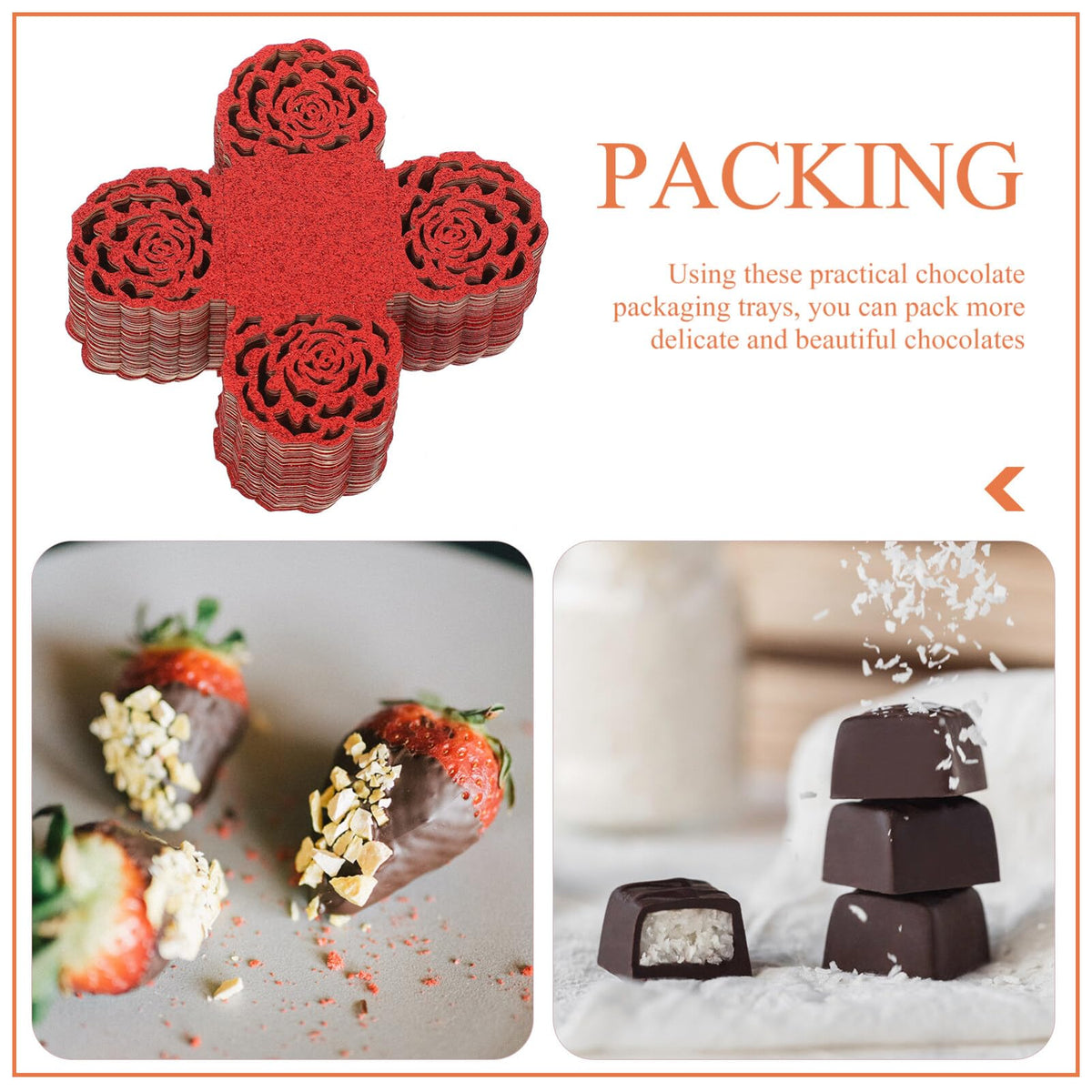UPKOCH 50pcs Chocolate Paper Wrappers Decorative Candy Cups for Flared Baking Cups for Parties and Celebrations for Packaging and