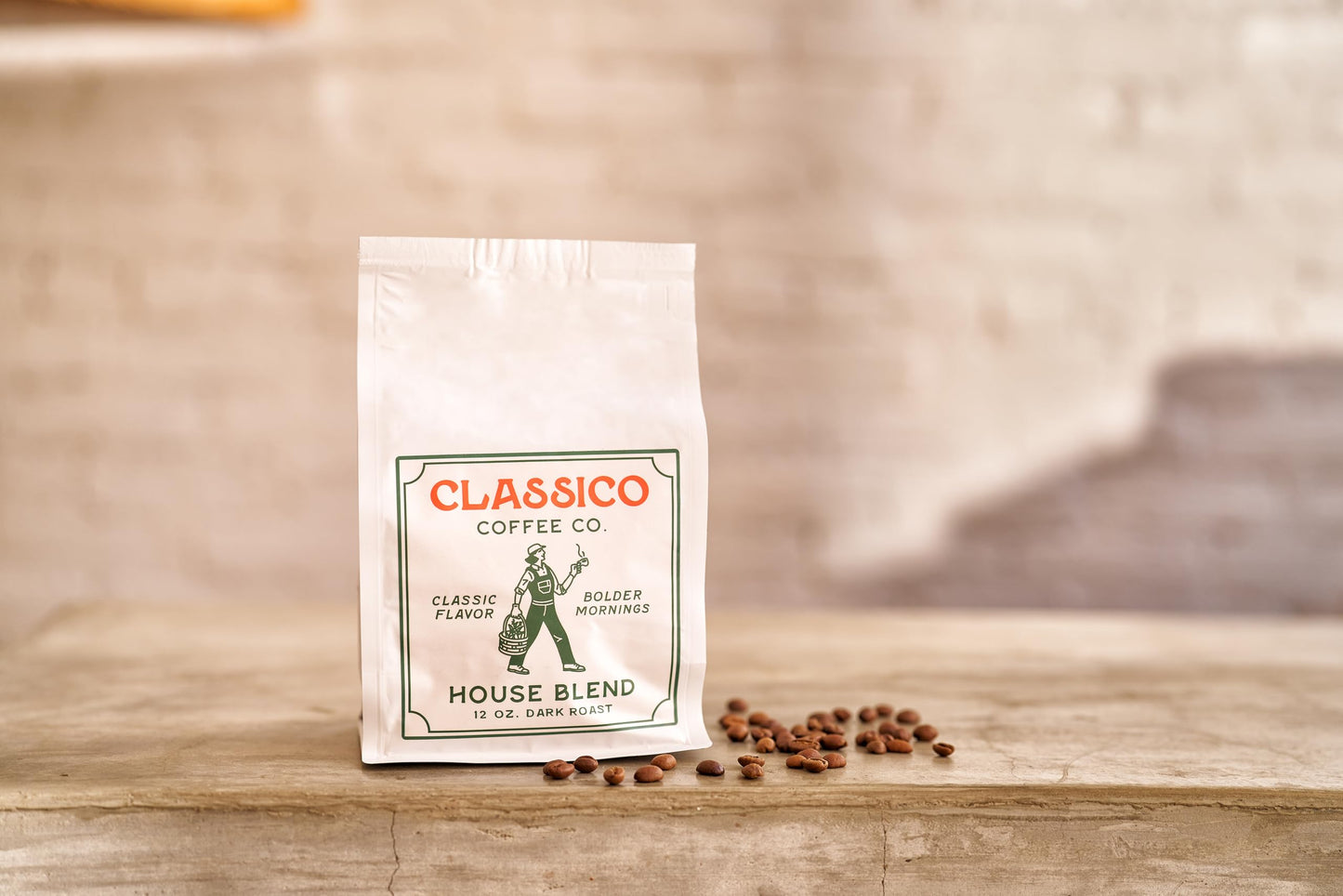Terra Kaffe Classico House Blend Coffee, Dark Roast Whole Bean, Low Acid Low Oil, Designed for Super Automatic Espresso Machines, Small-Batch Roasted