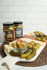 Green Jay Gourmet Double Stuffed Olives - Jalapeno & Garlic Stuffed Green Olives for Cocktail Garnish & Cheese Board - Dirty Martini Olives - Gourmet