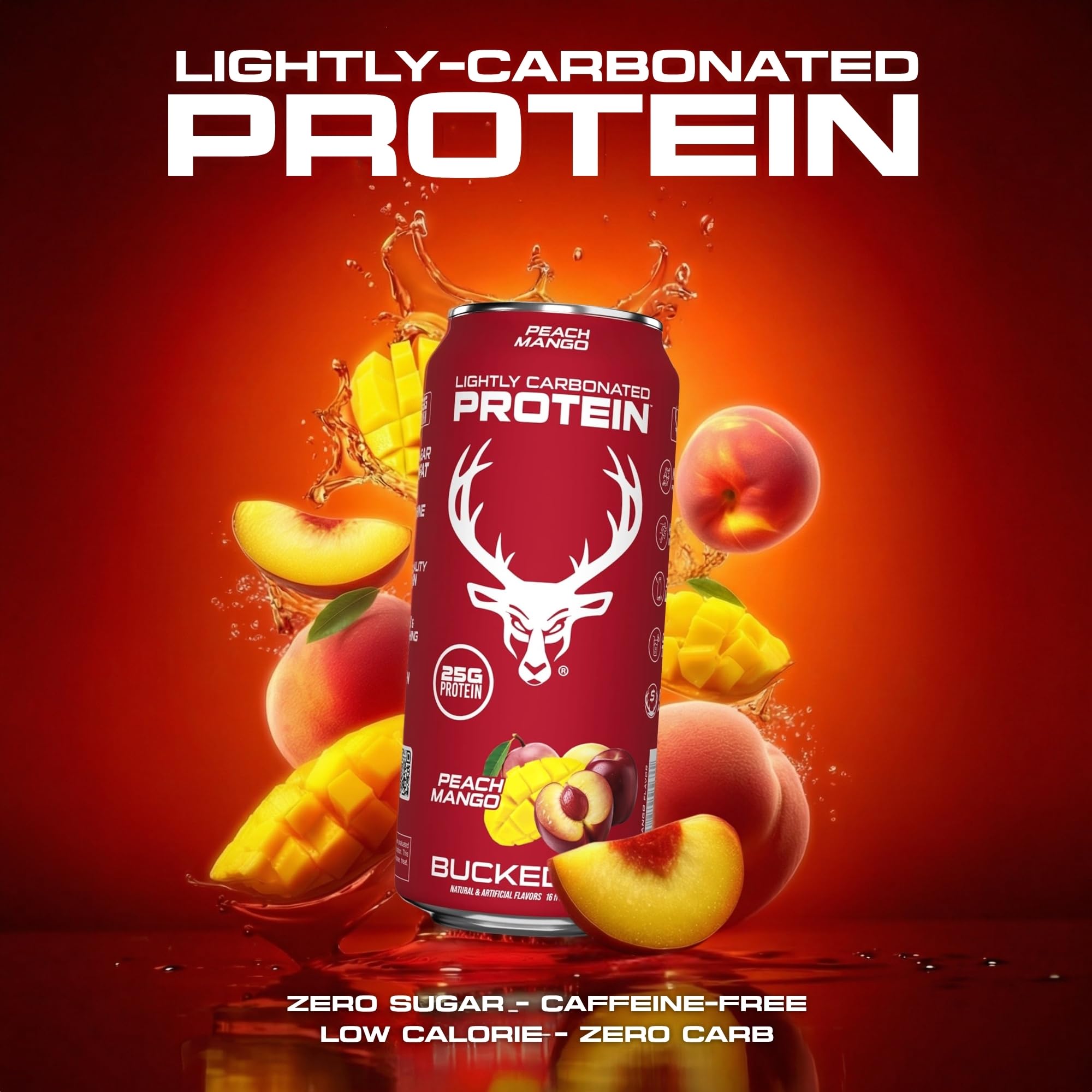 Bucked Up Lightly Carbonated Protein Soda | 25g Whey Isolate - Zero Sugar, Low Calorie, Caffeine Free, Clean Drink | Sparkling Protein Soda - 12 Pack