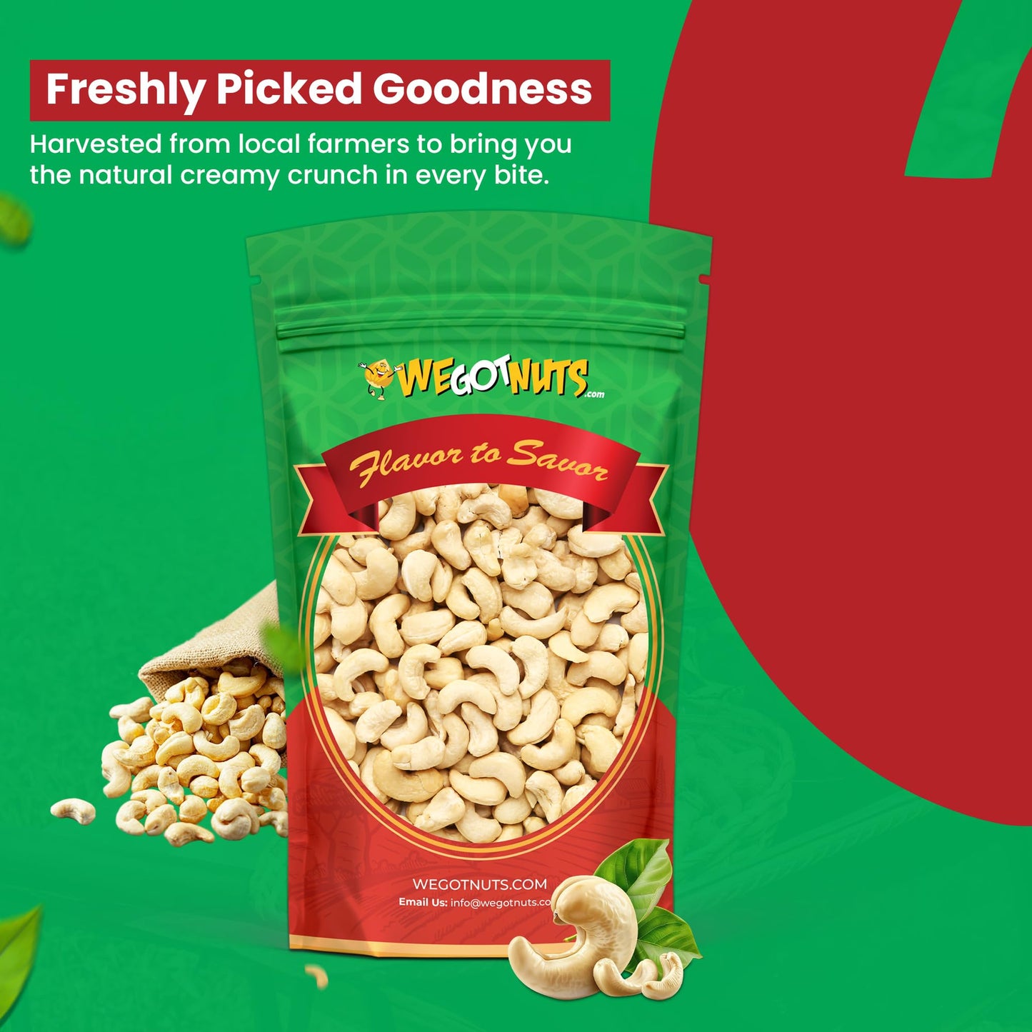 Raw Whole Unsalted Cashews - 5 lbs.- Premium Quality Kosher Raw Cashews By We Got Nuts - Oil-Free Natural, Healthy & Diet-Friendly Snack - Gourmet