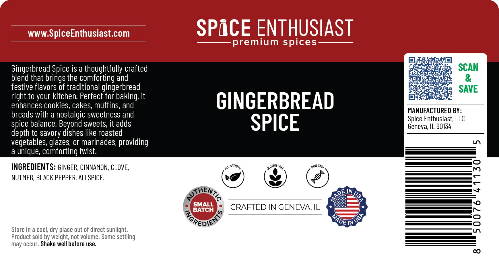 Spice Enthusiast Gingerbread Spice - 3.2 oz