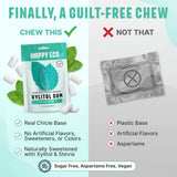 HAPPY ECO Sugar Free Natural Chewing Gum 6 Pack (84 Pieces) - Plastic Free, Xylitol Gum with Stevia - Aspartame Free - Vegan, Gluten Free Keto