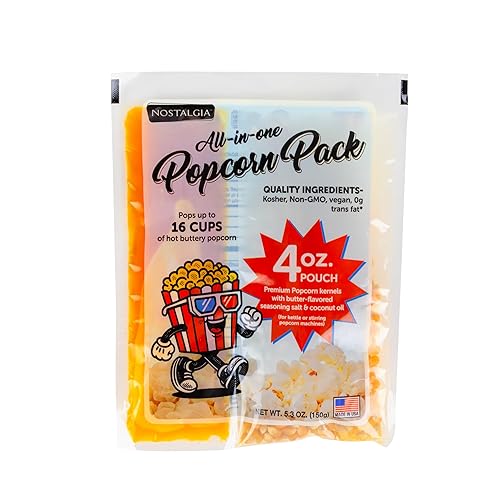 Nostalgia Theater Popcorn Bulk Pack - 24 Packets of 4 oz. Kernels, Seasoning Salt, & Butter Flavored Oil - Use with Kettles & Air Poppers - Movie