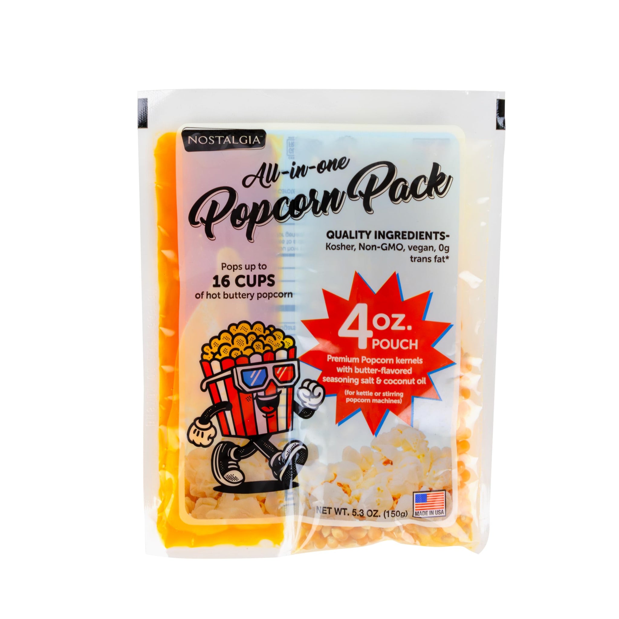 Nostalgia Theater Popcorn Bulk Pack - 24 Packets of 4 oz. Kernels, Seasoning Salt, & Butter Flavored Oil - Use with Kettles & Air Poppers - Movie