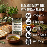 The Grindstone, Organic Tuscany bread dipping mix, perfect seasoning spice with extra virgin olive oil, bread, pasta topper, 2 oz. glass bottle
