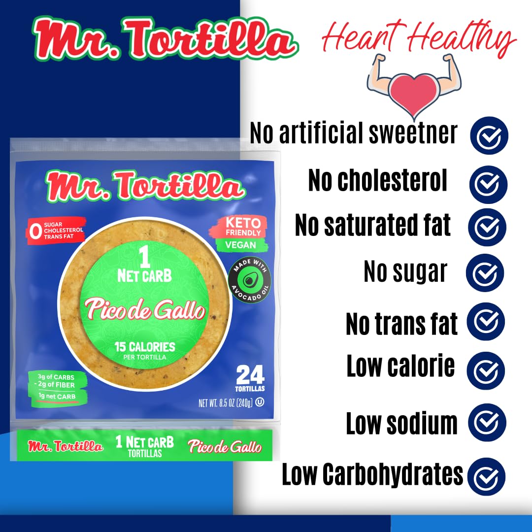 Mr. Tortilla 1 Net Carb Tortillas (Pico de Gallo, 24 Count (Pack of 1))