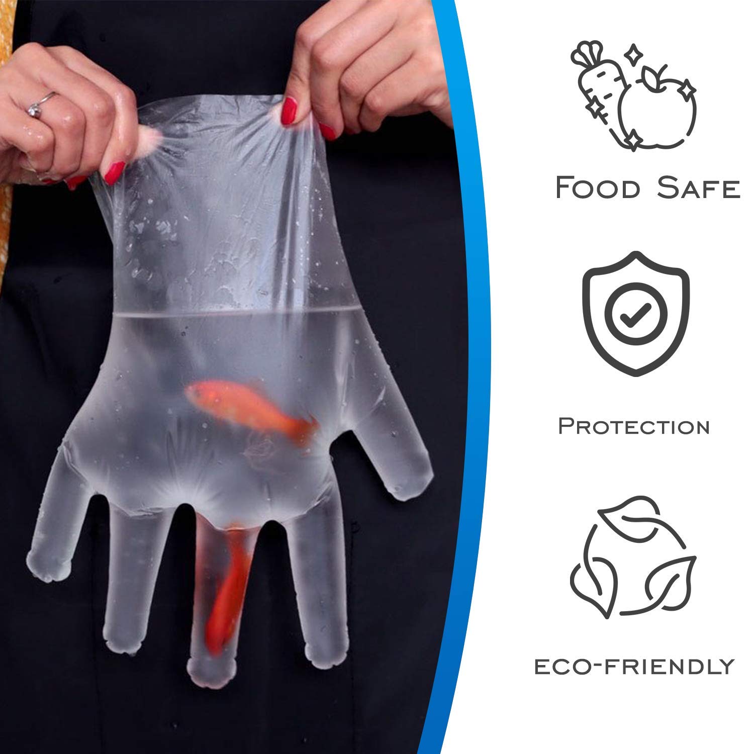 EDI Stretchable Plastic TPE Food Service Gloves (Large, 200 pcs) (Clear) - Powder-Free, Latex-Free