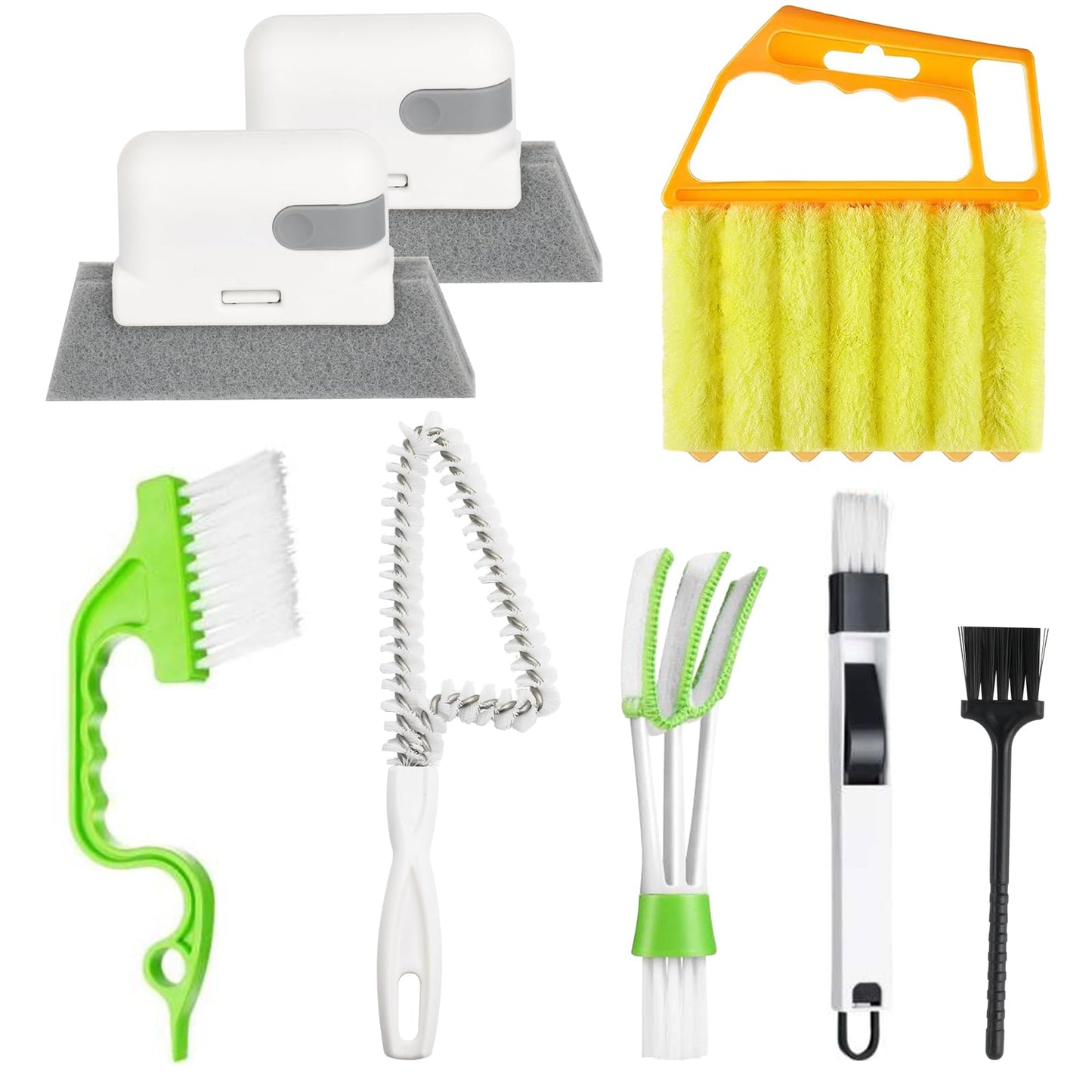 8 Pcs Hand-held Groove Gap Cleaning Tools - Door Window Track Crevice Cleaning Brushes Blind Cleaner Duster, Window Magic Cleaning Brush for Shower