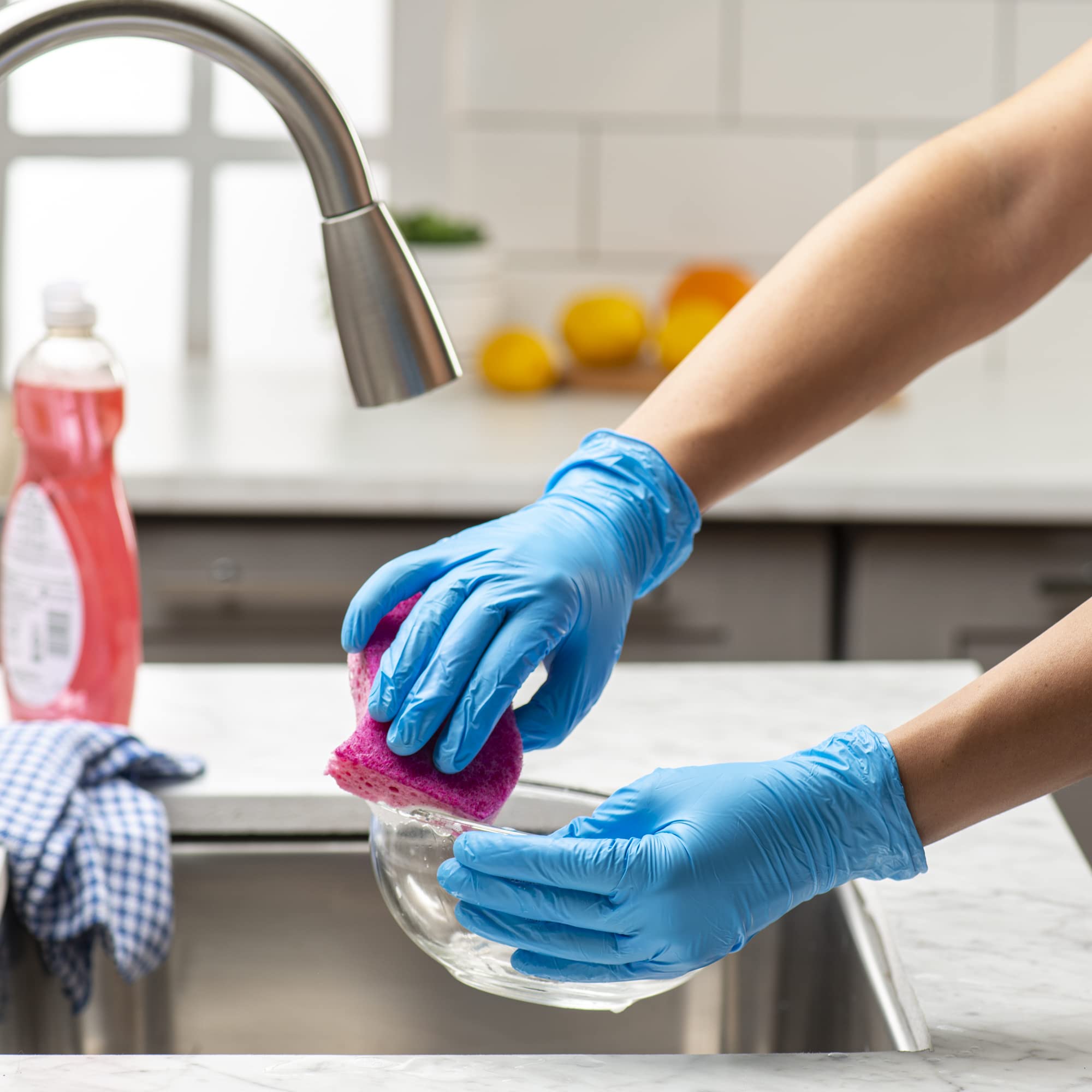Comfy Package Synthetic Vinyl Disposable Gloves [Case of 1000] Powder & Latex Free, Non-Sterile, Blue Plastic Gloves for Cleaning, Food Prep