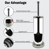 Indecor Home Silver Chrome Toilet Bowl Brush with Holder with Removable Plastic Liner, Durable Bathroom Cleaning Tool, Bathroom Cleaner Brush