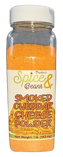 Smoked Cheddar Cheese Powder | Smoky Cheese Seasoning & Sauce Mix for Popcorn, Fries, Pasta, Pretzels & Snacks | Shaker & Easy Pour Tops Included | 1