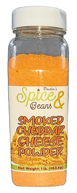 Smoked Cheddar Cheese Powder | Smoky Cheese Seasoning & Sauce Mix for Popcorn, Fries, Pasta, Pretzels & Snacks | Shaker & Easy Pour Tops Included | 1