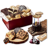 Dulcet Happy Birthday Gift Basket-Chocolae Bundt, Walnut Brownies,Chocolate Chip Fudge,Chocolate Chip Cookies,Assorted Rugelach. Birthday Candles!