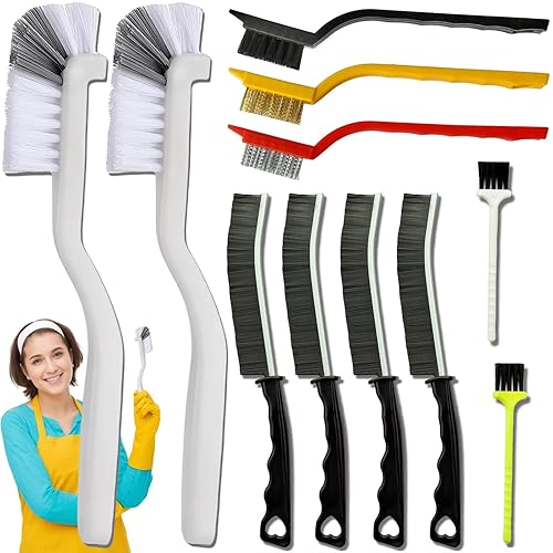 11Pcs Crevice Cleaning Brush,Gap Cleaning Brush with Long Handle,Small Gap Cleaning Brush for Bathroom Kitchen Toilet Water Cup Bottle and Window