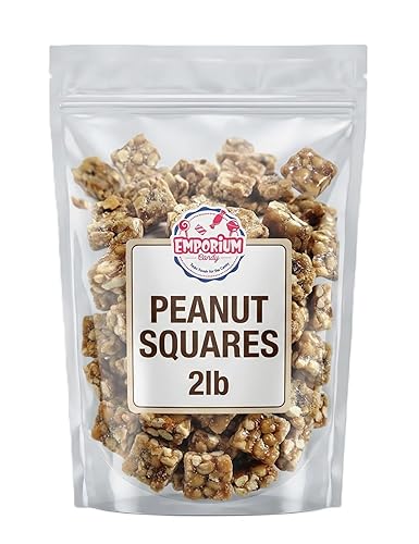 Peanut Squares - 2 lbs of Fresh Sweet Crunchy Delicious Roasted Bite Size Snack