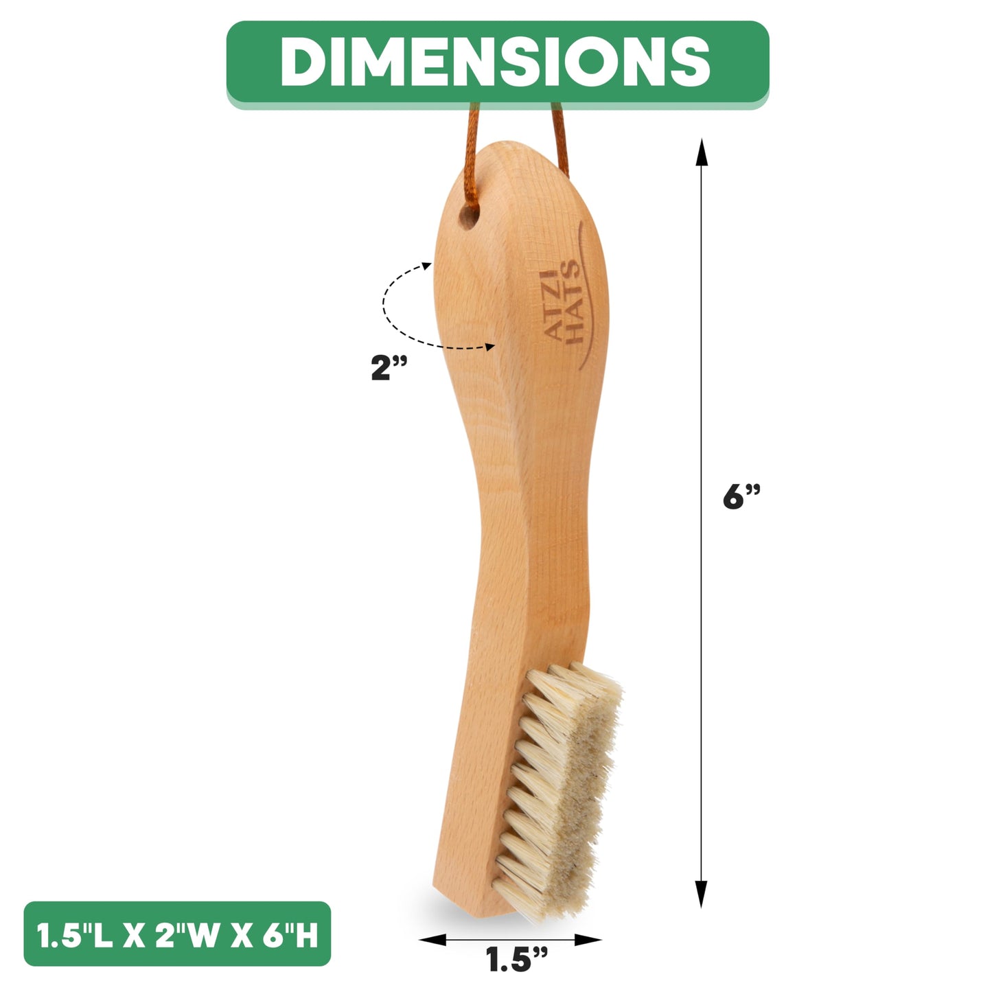 Atzi Hats Laundry Brush Stain Remover Scrubber with Soft White Boar Bristles for Delicate Baby Clothes, Compact Design, Pre-Treat Clothing, Shoes