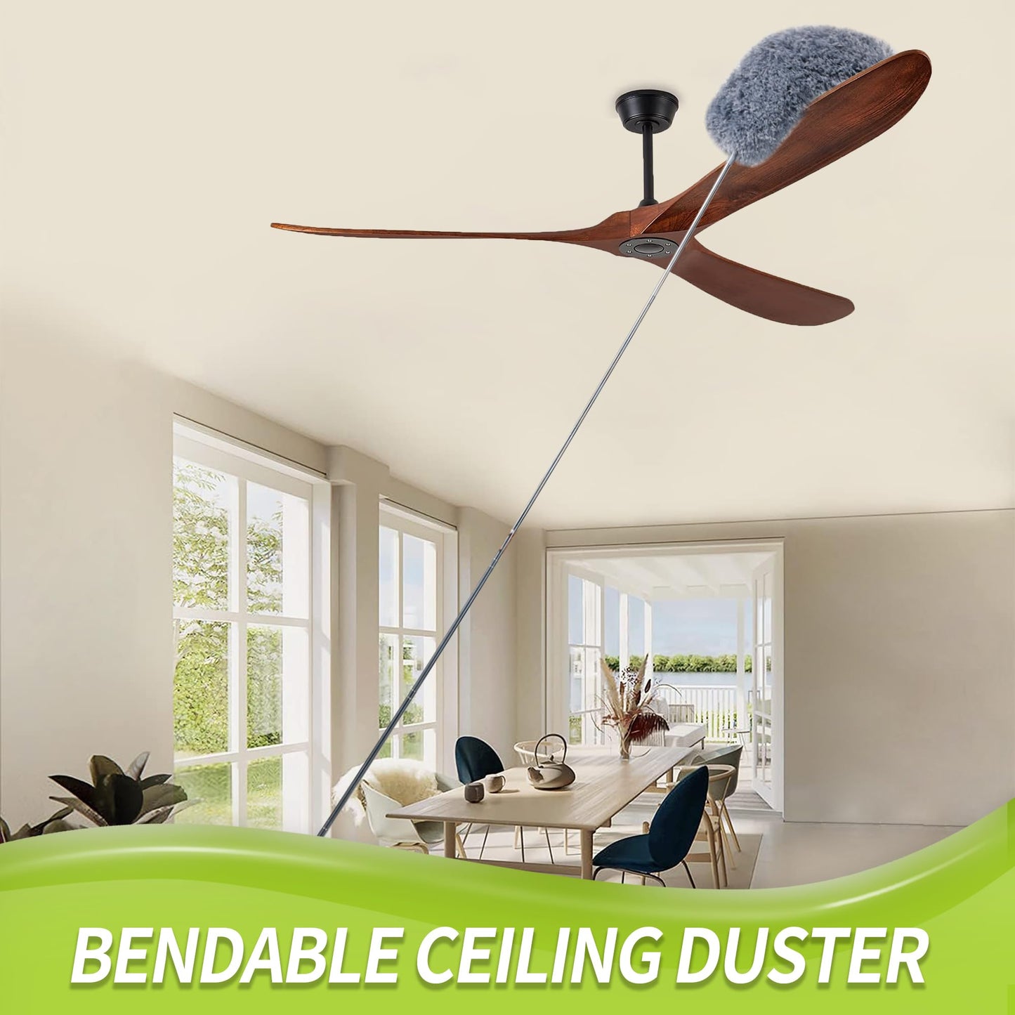 IVYROLL Cobweb Duster with Extension Pole, Spider Web Brush & Ceiling Cleaning Kit, 100" Microfiber Feather Duster Cleaner with Washable Head