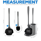 2 in 1 Toilet Brush and Plunger Set - Toilet Brush with Solid Handle, Stand and Holder for Deeply Cleaning in Bathrooms - Plastic Toilet Brush