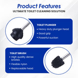 MY JOY SHOP Stainless Steel Toilet Brush and Holder Set - Modern Toilet Brush and Plunger Set - Bathroom Essentials