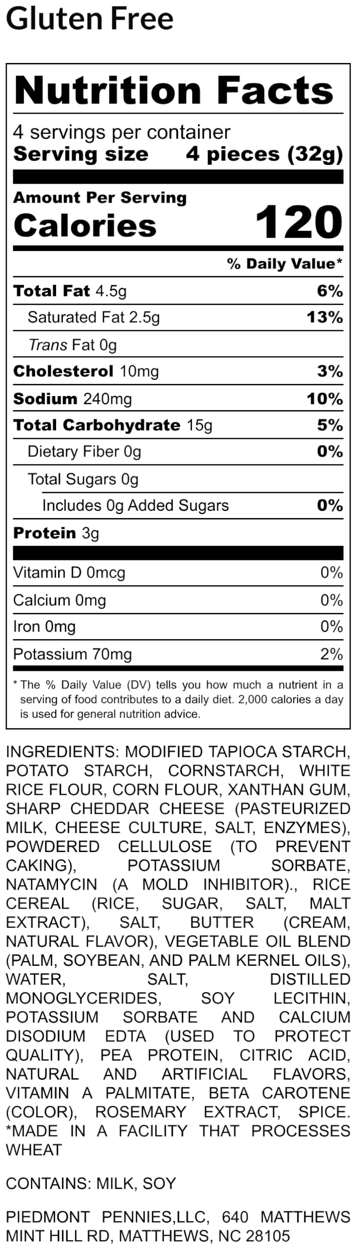Piedmont Pennies Cheese Crackers - 2-Pack | Sharp Cheddar Gluten-Free Ingredients | Baked Cheese Snack | No Sugar | Handmade in NC | Small-Batch