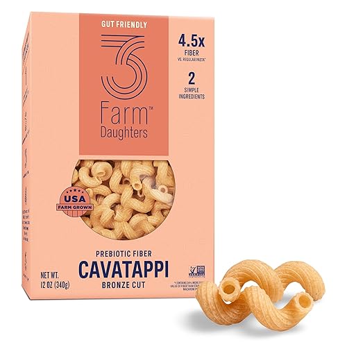 Three Farm Daughters High Fiber Pasta Cavatappi Pack, Low GI, Non GMO Cavatappi Pasta Noodles, Low Net Carb, Made in the USA, 12 oz. (1 Pack)