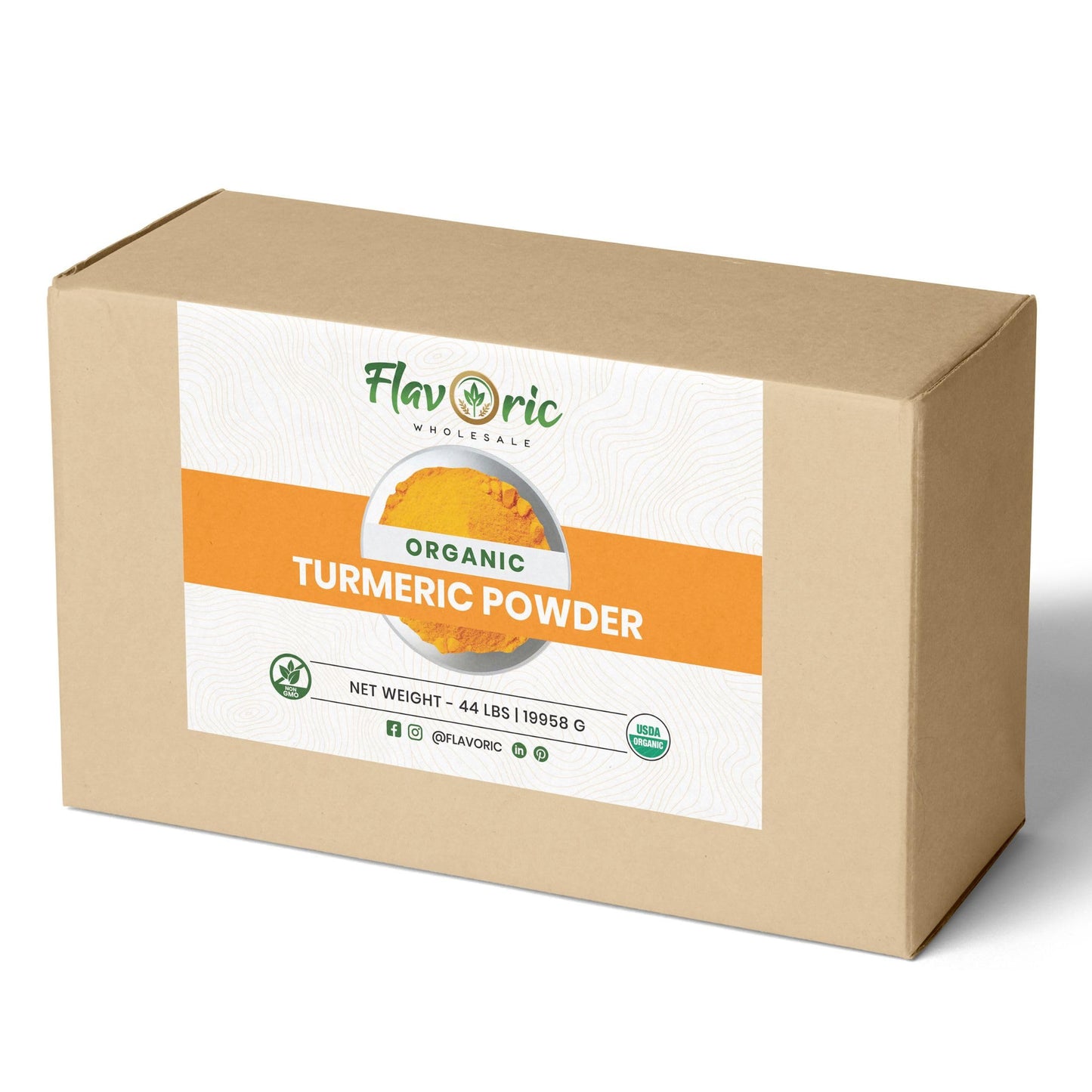 FLAVORIC Organic Turmeric Powder - 44 lbs. of Pure Turmeric Spice for Vibrant Flavor & Wellness
