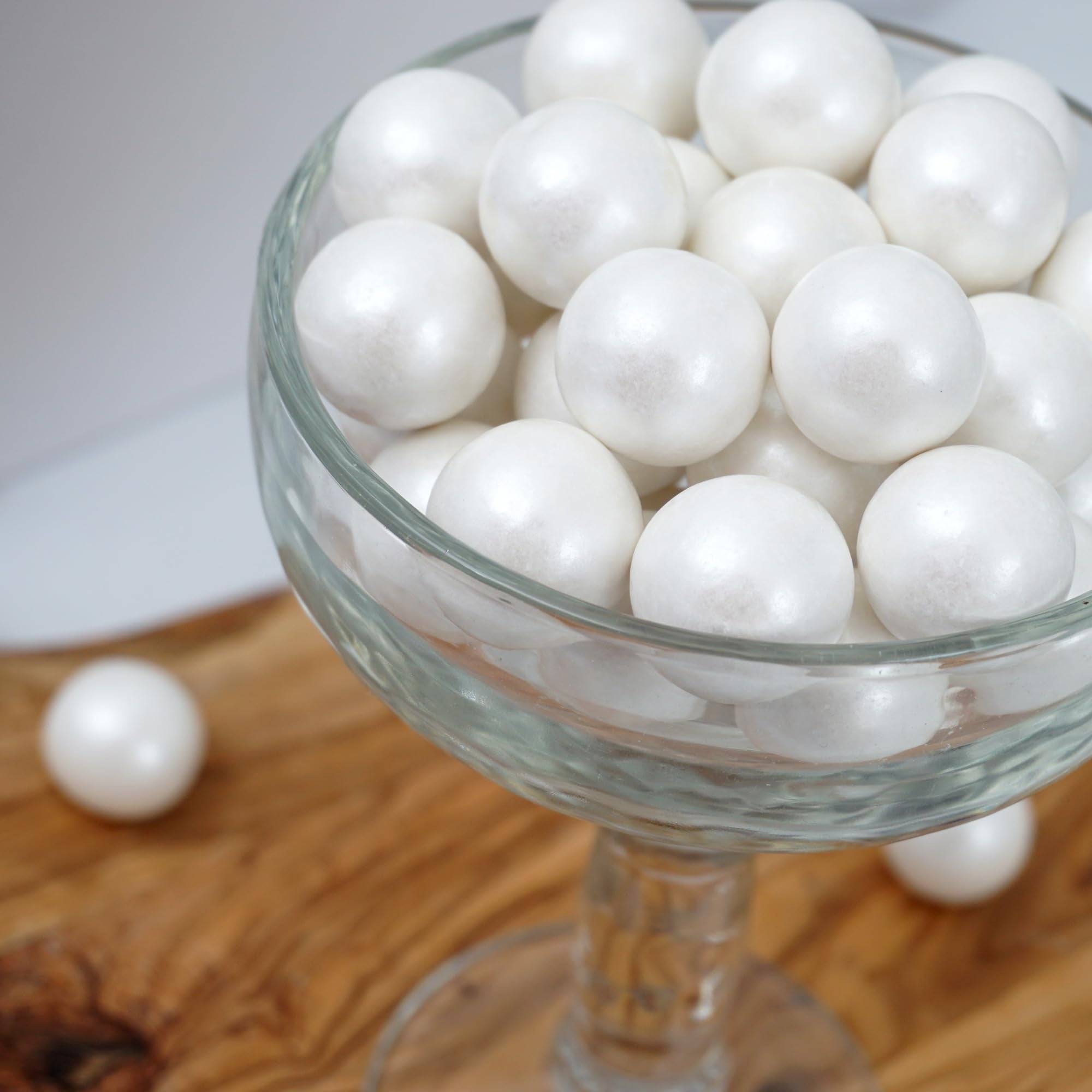 White Shimmer Gumballs 1 Inch Gumballs, 2 Pound Bulk Bag (Approx. 110 Pieces), White Candy, Gumballs 1 Inch White Shimmer, The Hampton Popcorn & Candy