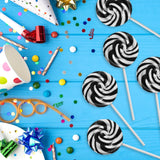 Black and White Swirl Lollipops, 50pcs Pack of Suckers Individually Wrapped, Ideal Candy Lollipops for Kids’ Parties, Summer Carnivals and Celebration
