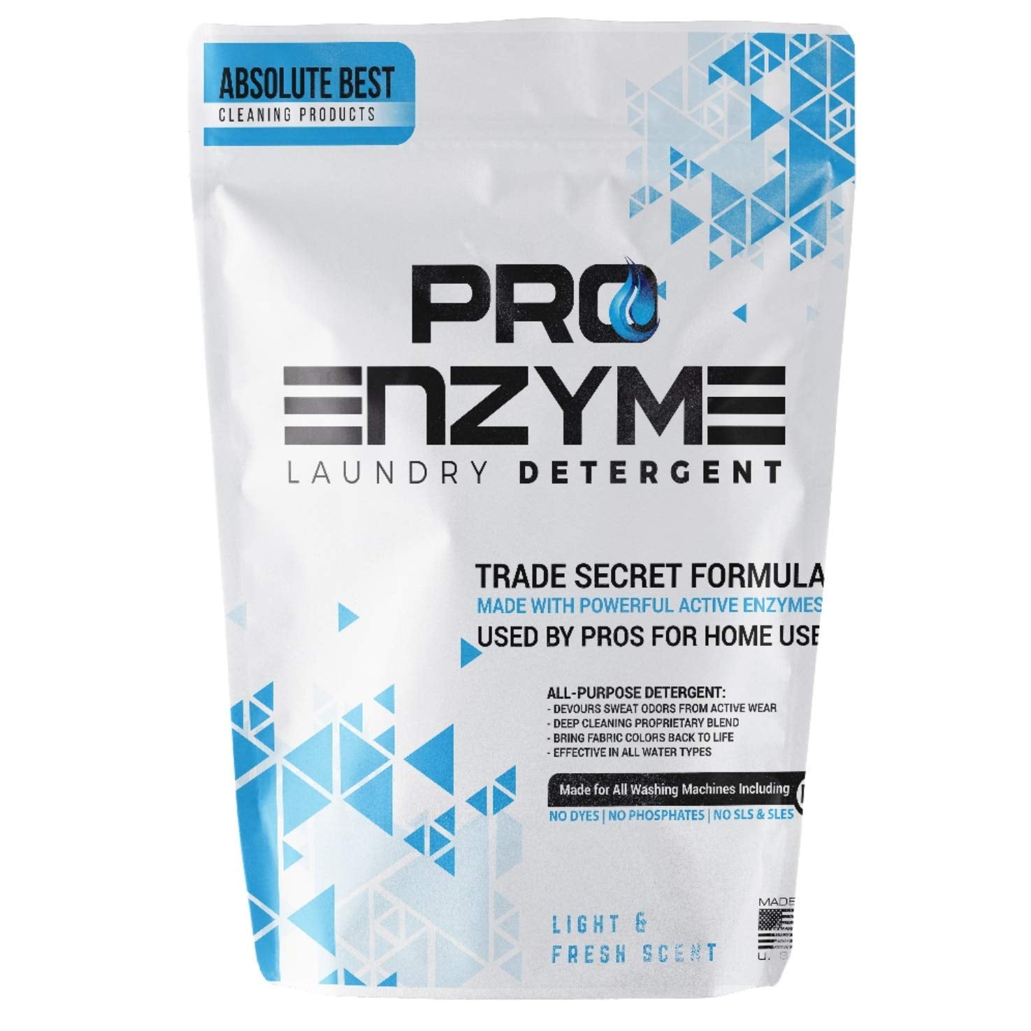 Pro-Enzyme Laundry Detergent Powder, Non-Irritating Professional Strength Natural Active Enzymes - Powerful Sweat, Odor & Stain Remover