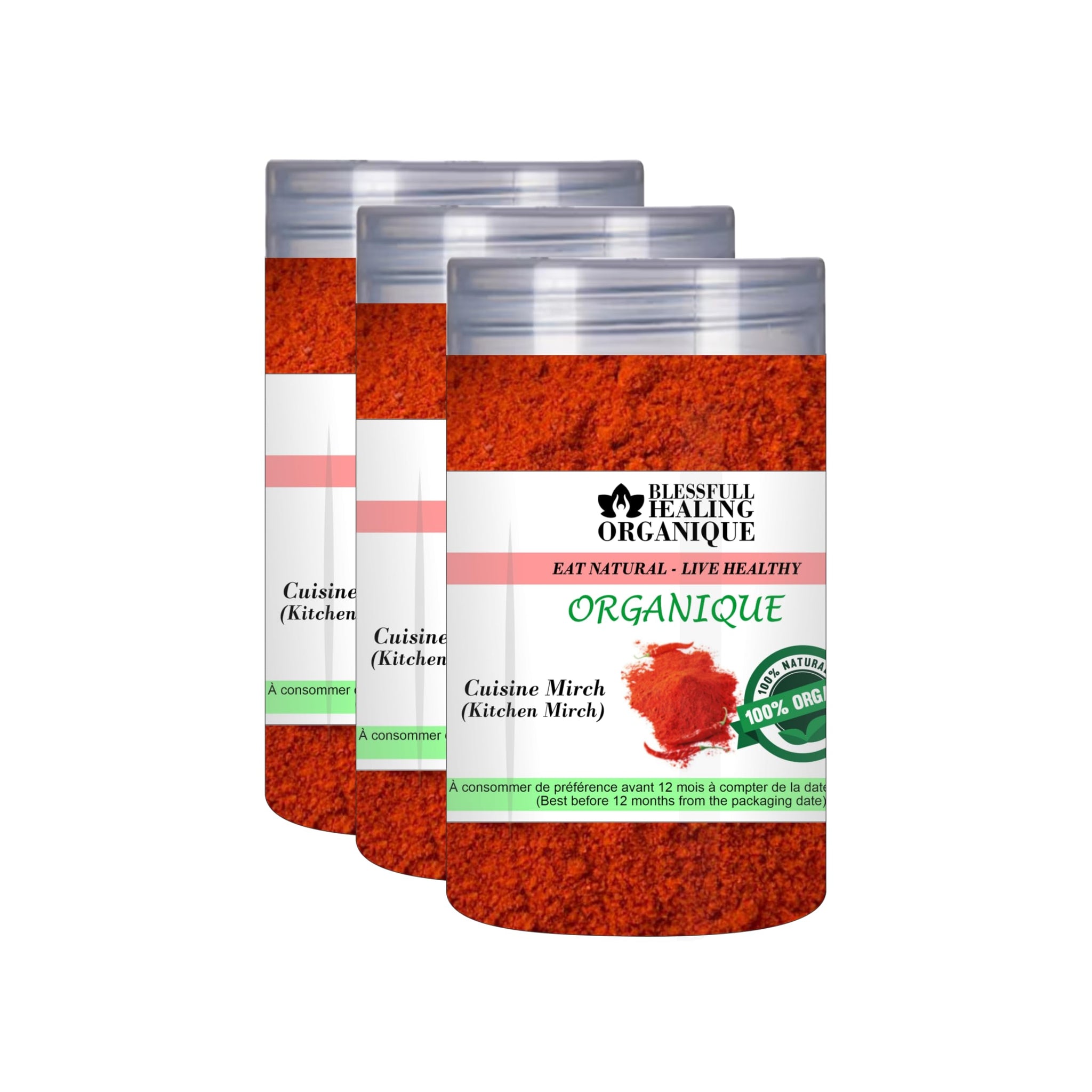 Blessfull Healing Organic Kitchen Mirch 100 Gram (3.52 oz) Each (Pack Of 3) = 300 Grams, Vegan