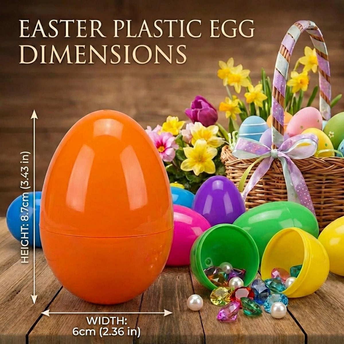 12-Pack Large Plastic Easter Eggs, 3.43" Fillable with Lock, Basket Stuffer