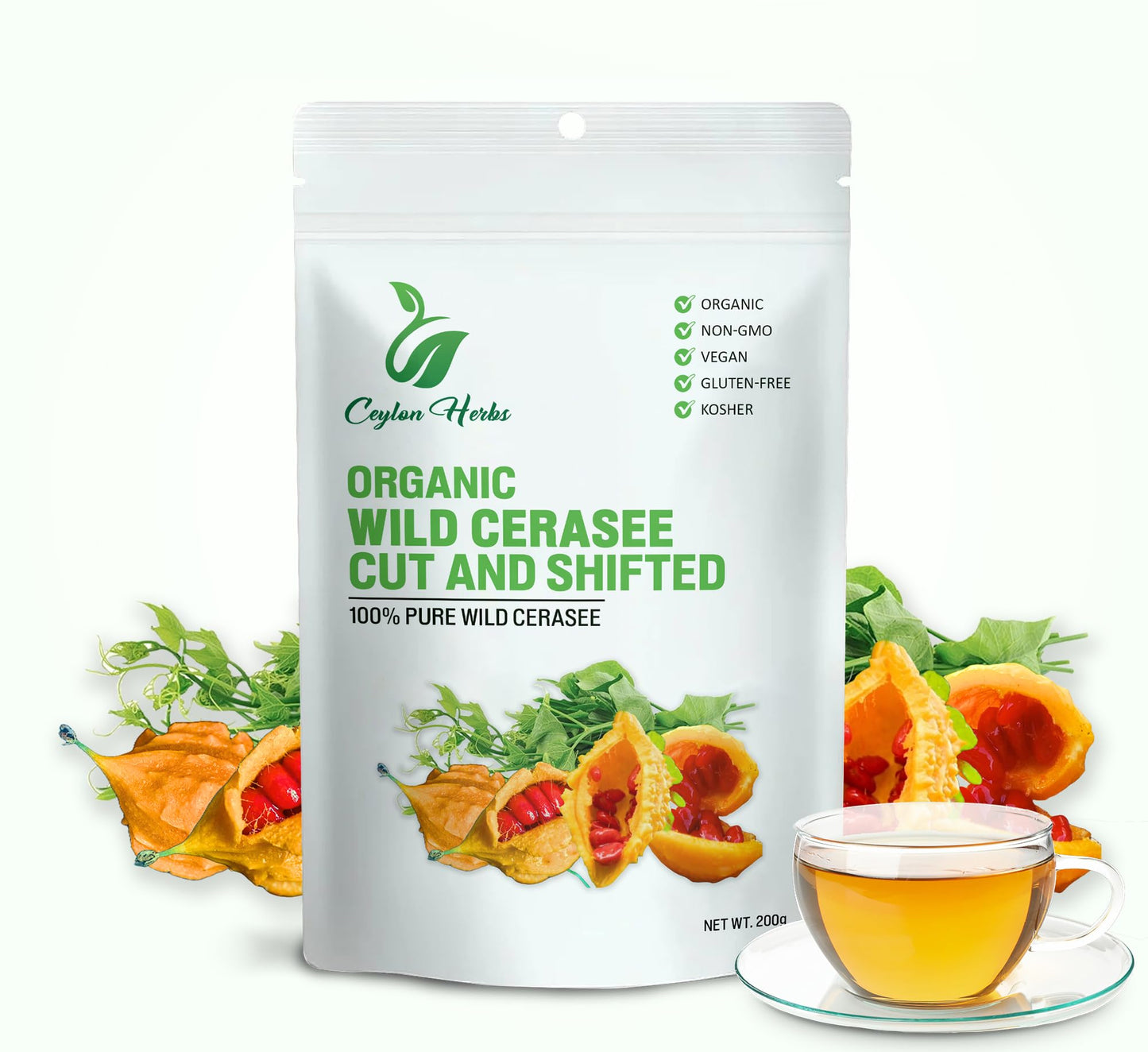 100g Wild Cerasee Cut and Shifted -100% Pure Organic Wild-Crafted Well-Cleaned for Herbal Tea Whole Healthy Plant