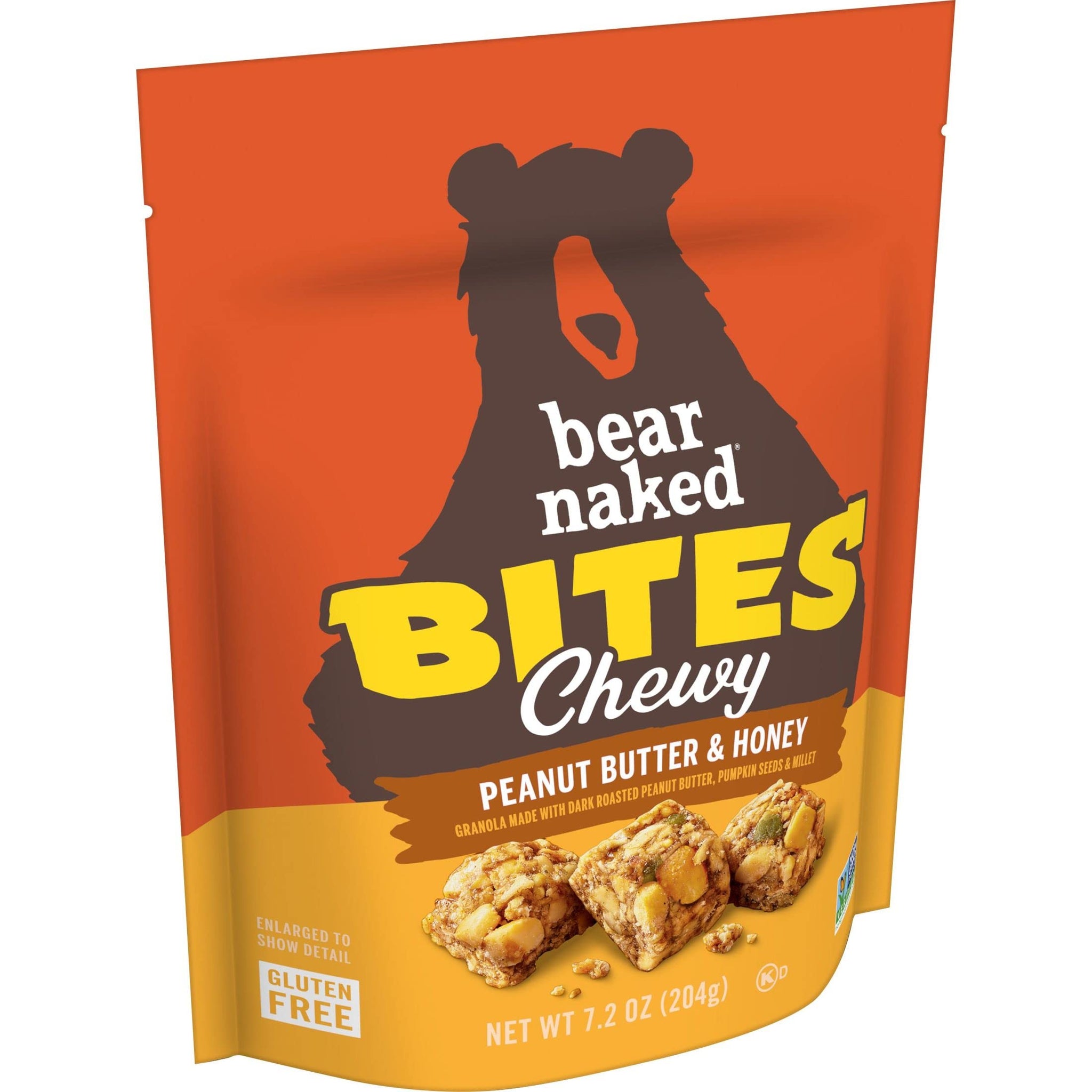 Bear Naked Granola Bites, Vegetarian, Gluten Free Snacks, Peanut Butter and Honey, 7.2oz Bag (1 Bag)