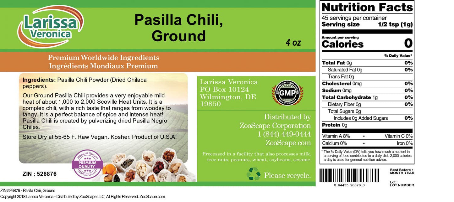 Pasilla Chili, Ground (4 oz, ZIN: 526876) - 3 Pack
