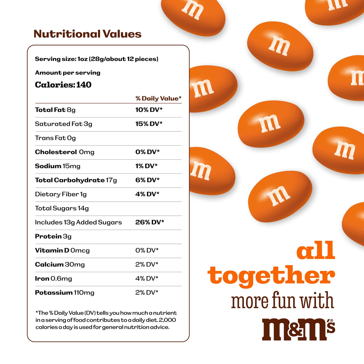 M&M'S Orange Peanut Chocolate Candy, 2 lb Bulk Resealable Bag